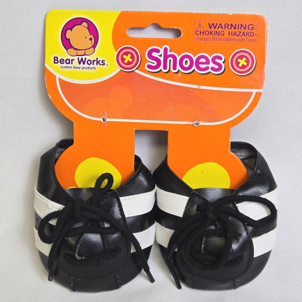 Bear Works Build-A-Bear Workshop Doll Shoes Black White Stripe Vintage 2006 y2k
